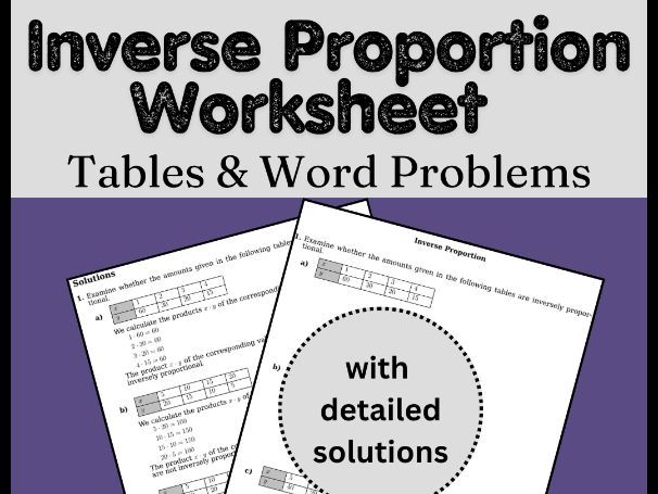 Inverse Proportion Worksheet | Tables & Word Problems
