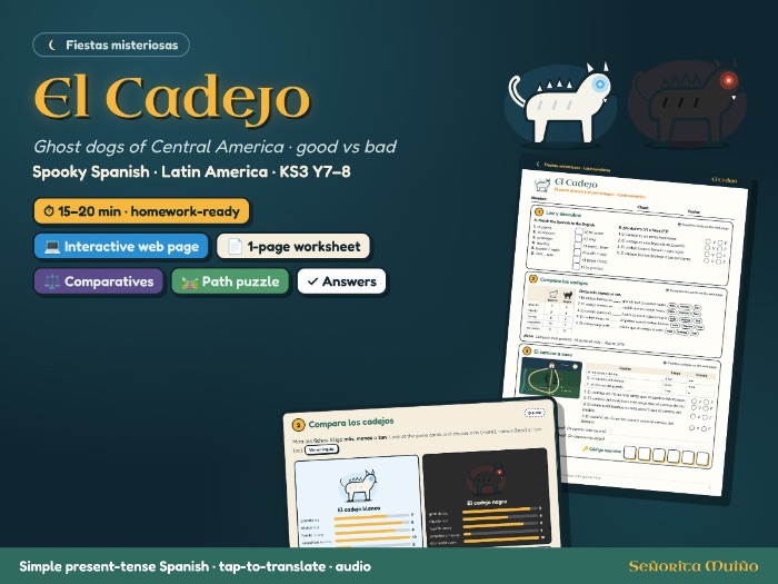 Spooky Spanish: Interactive Ghost Dog Duel (Comparatives)