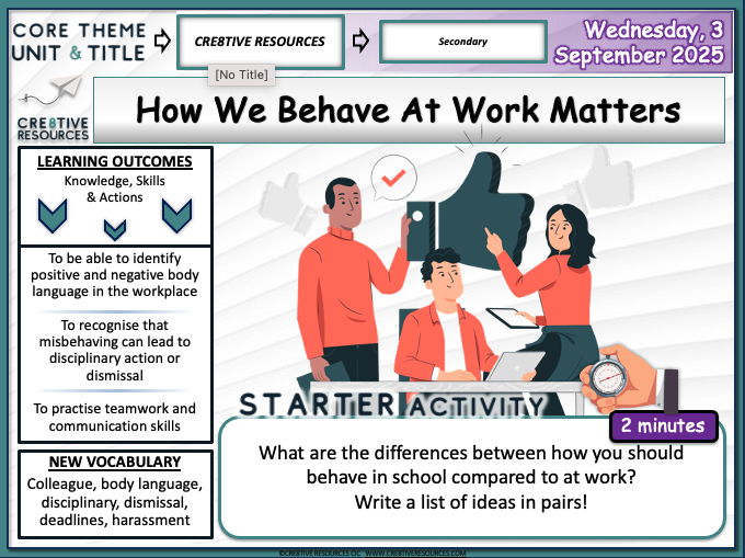 How we behave at work matters  - Careers Lesson