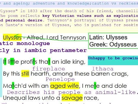 Ulysses by Alfred Lord Tennyson Annotated