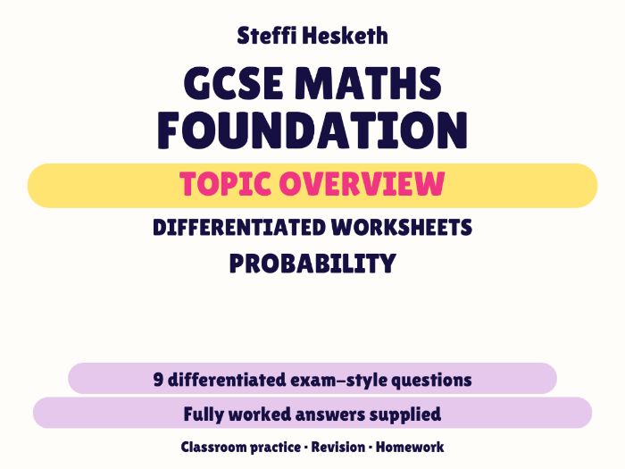 GCSE Foundation Probability | Topic Overview Differentiated Worksheet
