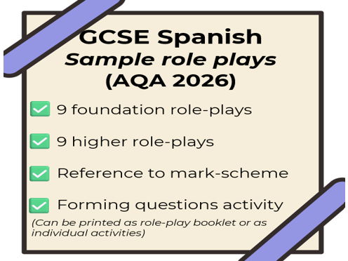 FREE GCSE Spanish Revision (AQA,2026) Speaking Role-play exam practice BOTH tiers