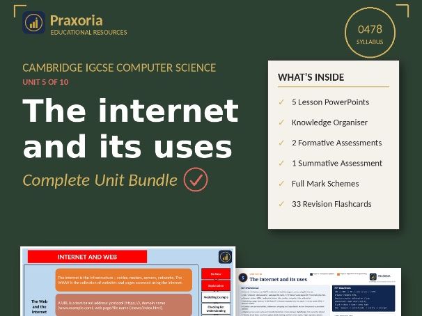 IGCSE CS (0478) Unit 5- The Internet and It's Uses Pack