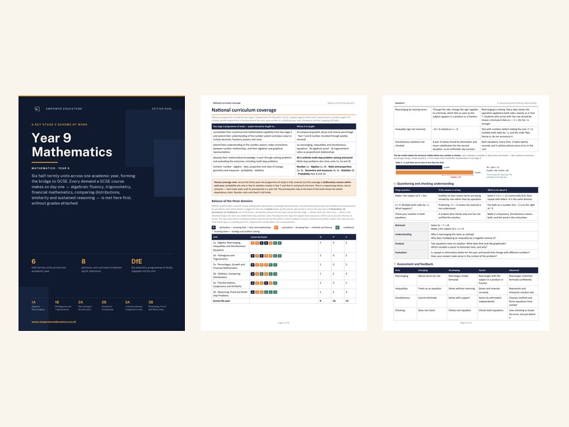 Year 9 Mathematics — Scheme of Work | KS3 Mathematics | One Year | Six Half Termly Units