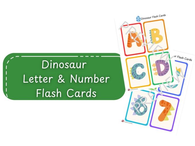 Dinosaur Letters & Numbers 0-10 Flash Cards