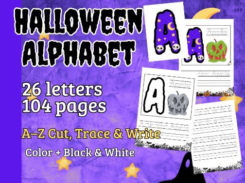 Halloween Alphabet A-Z | Cut, Trace & Write | Halloween Letter Activities