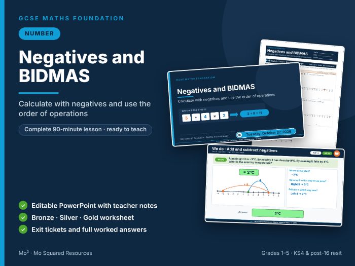 Negatives and BIDMAS – GCSE Maths Foundation Lesson