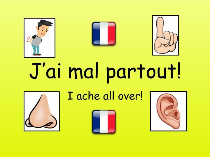 J'ai mal partout - I ache all over French worksheet