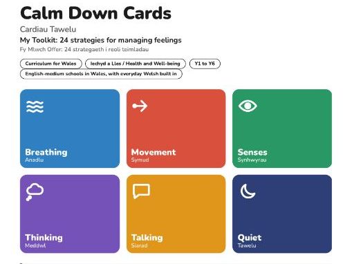 Calm Down Cards Curriculum for Wales Y1-6