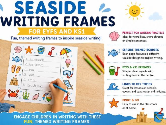 Seaside Writing Frames for EYFS and KS1