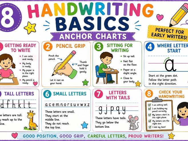 Handwriting Basics Early Level Anchor Charts