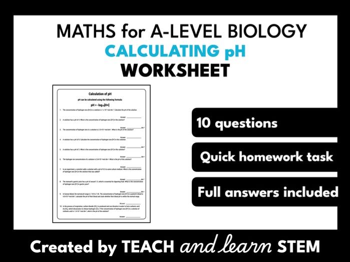 Calculating pH: Maths for A-level Biology Worksheet