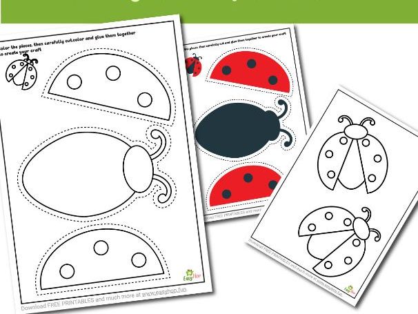 Ladybug Art & Craft Printable Pack | Cut, Color, and Glue Activity for Kids | 3-Pages