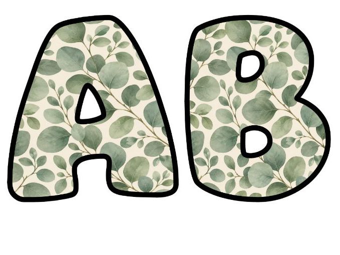 Eucalyptus Sprigs Sage Bubble Letters | Botanical Bulletin Board Letters | Classroom Display Pack