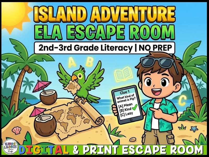 Summer Reading Comprehension Escape Room ELA End of Year Grade 4-5 KS2 No Prep Mystery Activity!