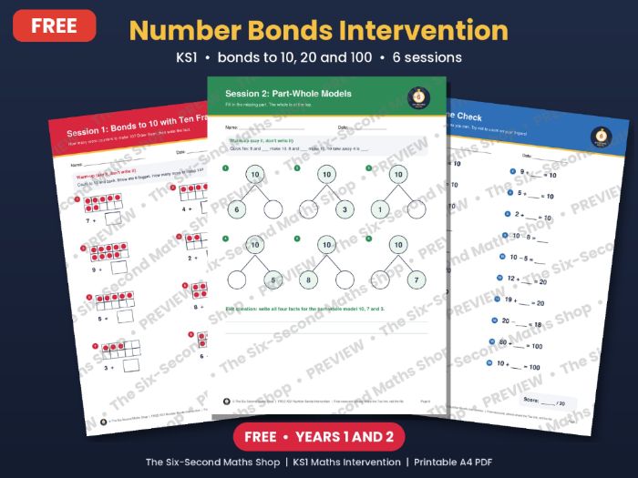 FREE KS1 Number Bonds Intervention Pack - Year 1 and Year 2 Maths ...