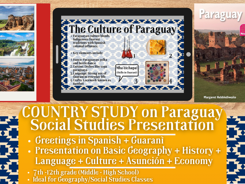 Paraguay Country Study - Geography + Social Studies Presentation - South America