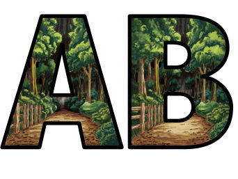 Forest Woodland Path Journey Lettering Set Display Title Letters ...