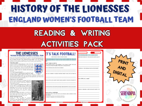 The Lionesses (England women's football team) | READING COMPREHENSION & WRITING ACTIVITIES | KS2 KS3