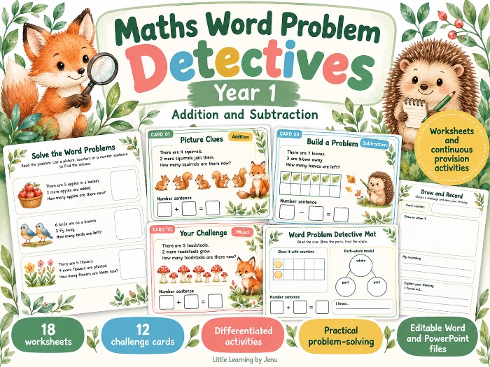 Year 1 Maths Word Problem Detectives | Addition, Subtraction & Continuous Provision