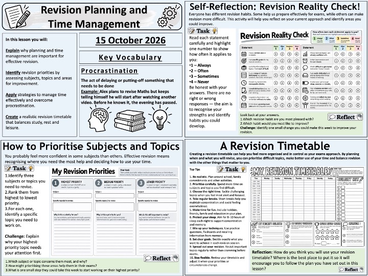 PSHE: Revision Planning and Time Management