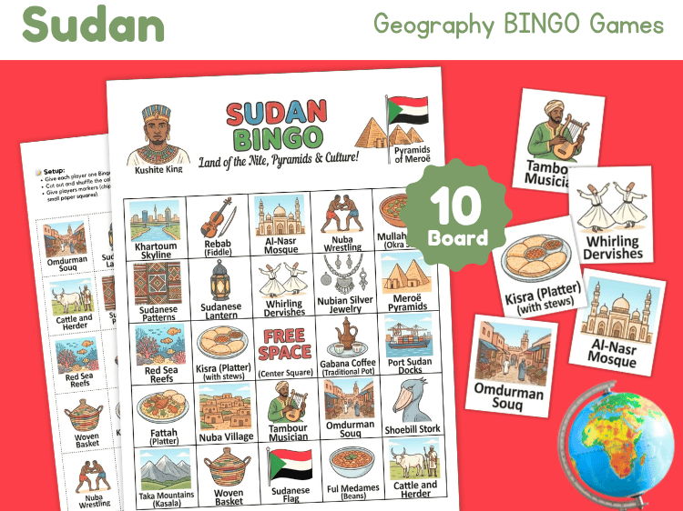 Sudan Geography Bingo Game | Country Study & Culture Activity