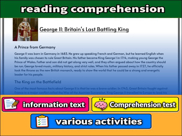 George II: Britain's Last Battling King- Reading Comprehension, Worksheet & Activities