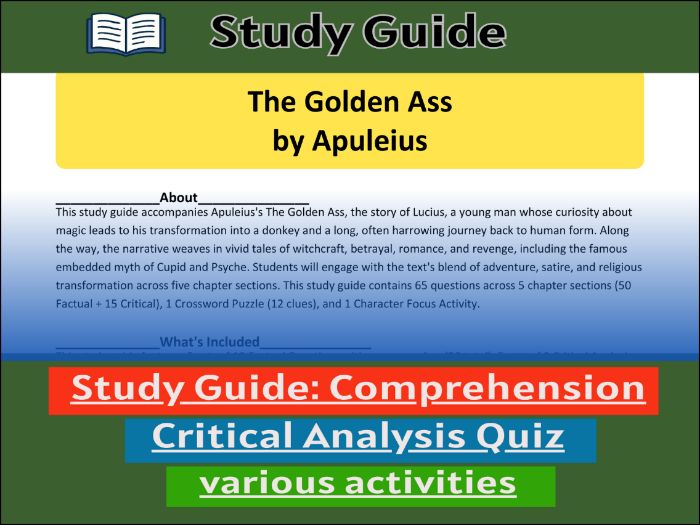 Study Guide for :The Golden Ass by Apuleius  & Comprehension Test
