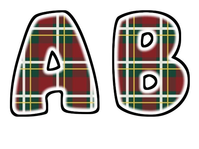Tartan Plaid Glow Bubble Letters | Bulletin Board Letters | Classroom Display Pack