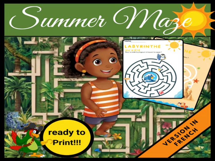 Fun Summer Mazes for Kids: Easy, Fun Maze in French