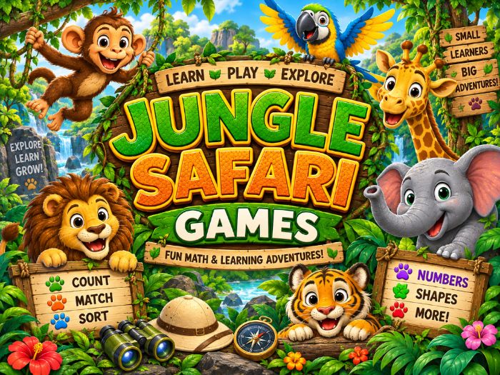 Jungle Safari Math Games & Centers | Numbers 1–20, Counting & Shapes | Preschool–1st Grade