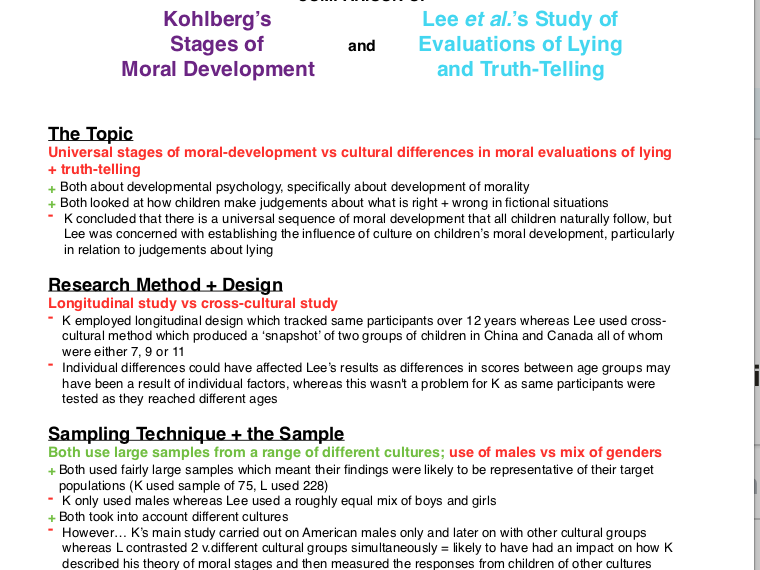 Revision notes for psychology war