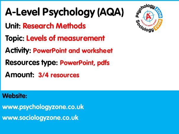 Psychology: Levels of Measurements (nominal, ordinal and interval)