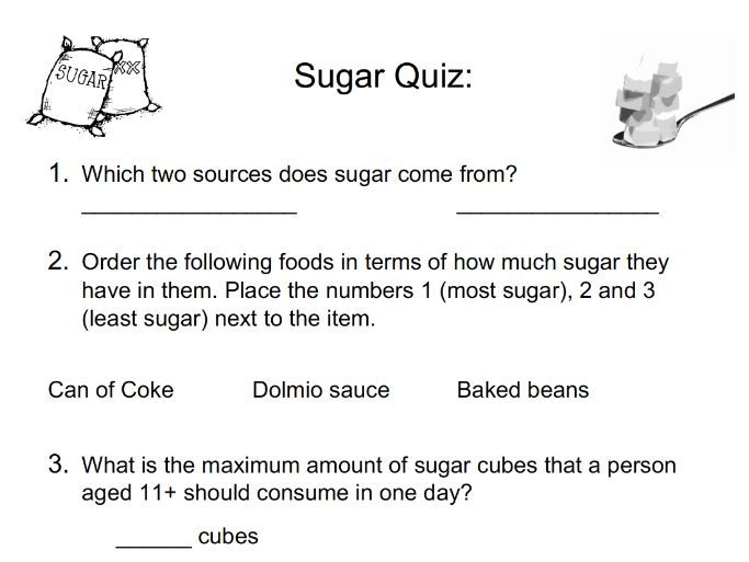 Food & Nutrition: Sugar Quiz