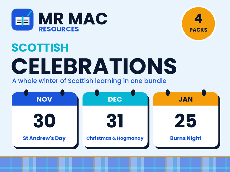 Scottish Celebrations Bundle - St Andrew's Day, Christmas and Hogmanay, Burns Night - Scottish CfE - P2-P7