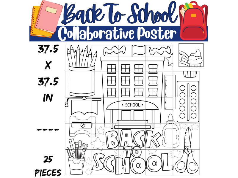 Back to School Collaborative Coloring Poster: Classroom Decor and Group Project
