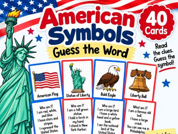 American Symbols Riddles | USA Symbols Guessing Game | Social Studies Activity