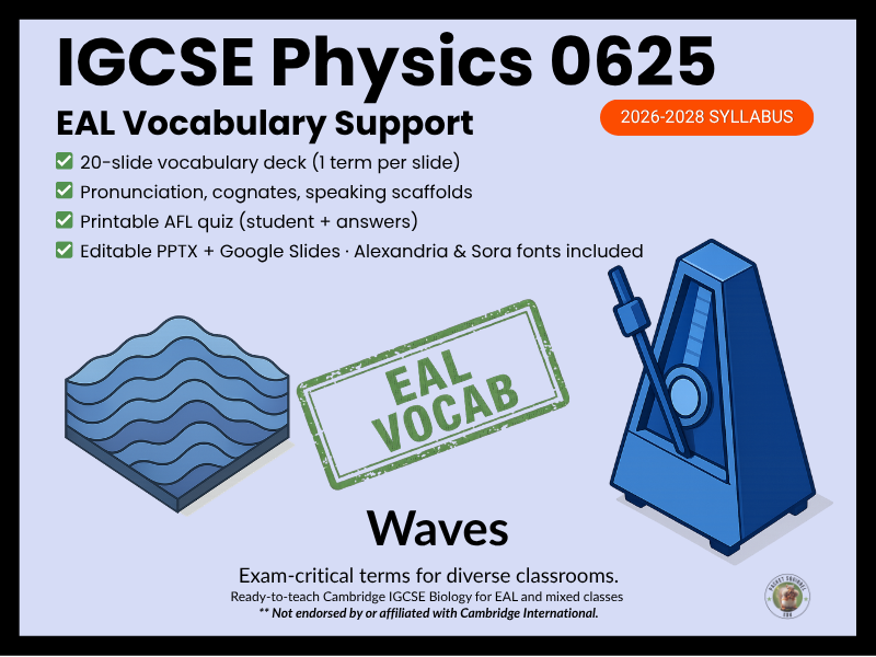 IGCSE Physics 0625 Waves EAL Vocabulary Lesson