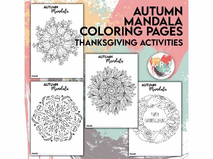Autumn Mandala & Leaves Coloring Pages | Fall & Thanksgiving Activities