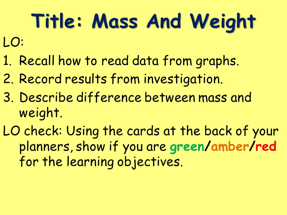 KS3 PHYSICS: DIFFERENCE BETWEEN MASS AND WEIGHT