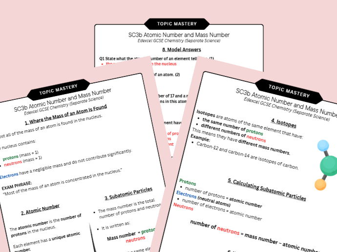 Edexcel GCSE Chemistry SC4 Student Mastery Bundle – Periodic Table, Atomic Number & Electronic Configuration