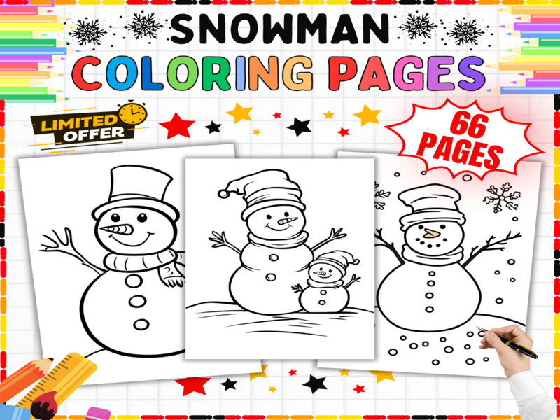 Snowman Colouring Pages - Winter Fine Motor Skills Activities | Printable Worksheets for Kids