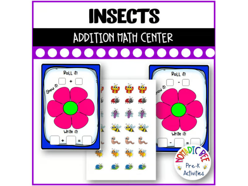 Insects 'Roll it, Show it, Write it' Math Center