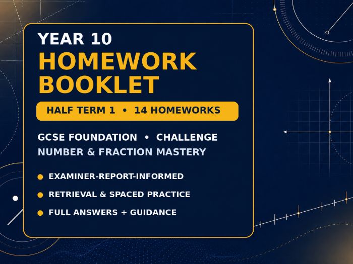 Year 10 GCSE Foundation Homework Booklet – Challenge | Number & Fraction Mastery
