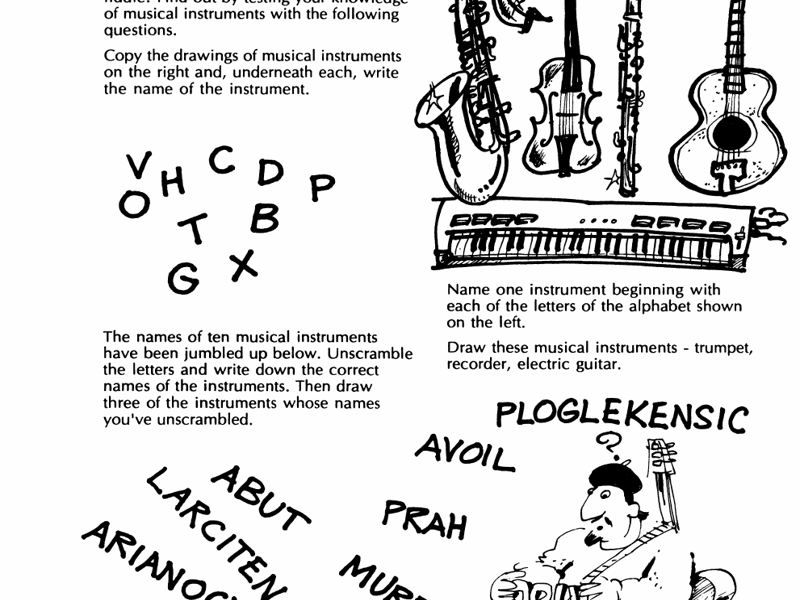 Free sample of Emergency Cover Worksheets in Music