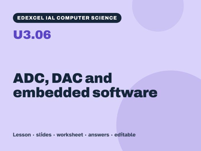 Edexcel IAL Computer Science – U3.06 ADC, DAC and embedded software – Lesson & Worksheet