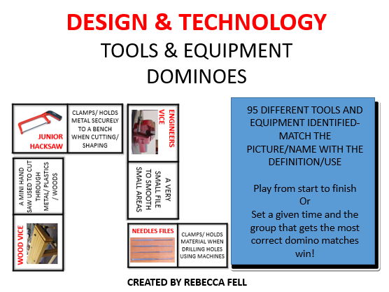 DESIGN & TECHNOLOGY TOOLS & EQUIPMENT DOMINOES