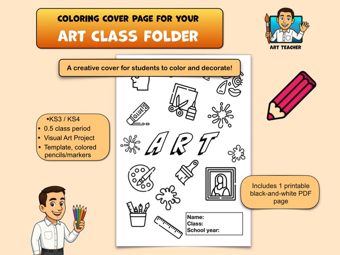 Coloring Cover Page for Art Class Folder