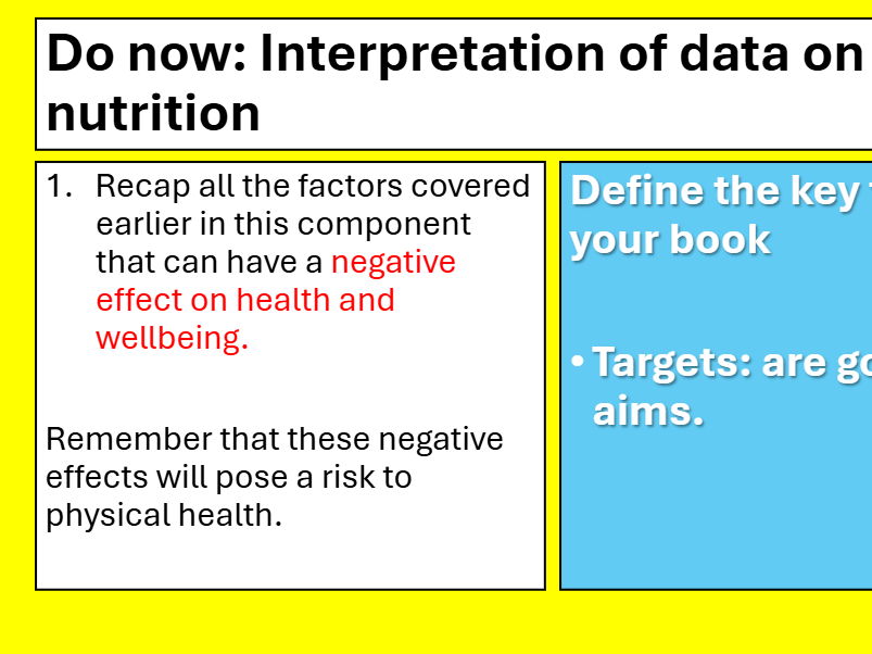 BTEC TECH AWARD Component 3 Health and Wellbeing Health & Social Care LOB LESSON7