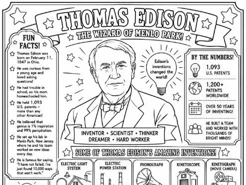 Thomas Edison Inventor Colouring Factsheet